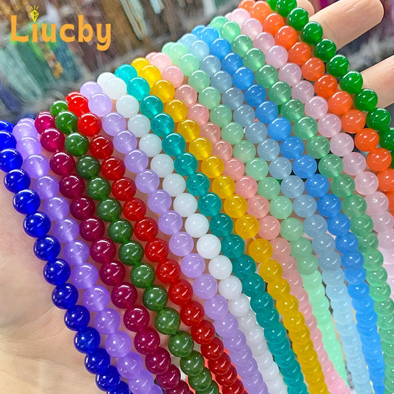 Natürliche Chinesische Jade Chalcedon Stein Glatte Perlen Für Schmuck Machen DIY Armbänder Halskette Ringe Zubehör 4/6/8/10/12/14MM – Detail 4
