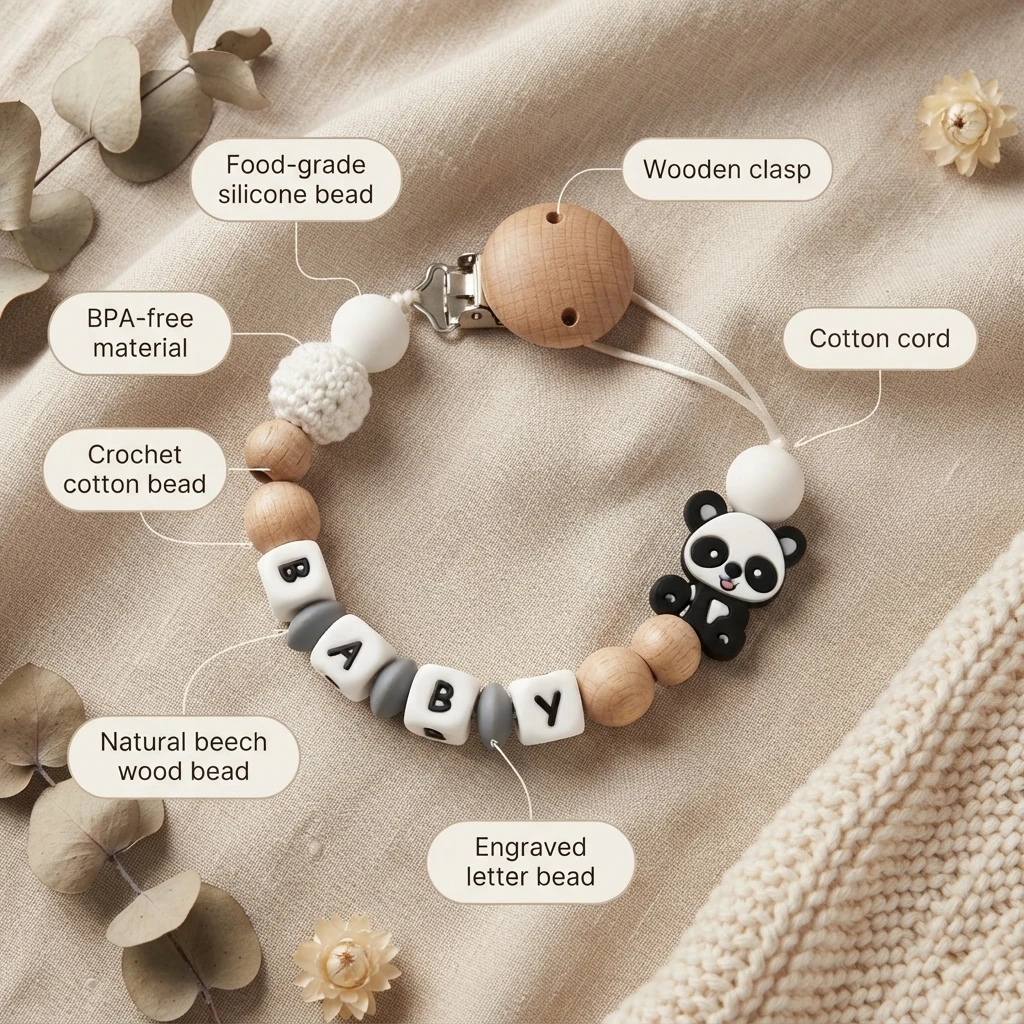 맞춤 이름 아기 공갈젖꼭지 클립 나무 실리콘 치발기 홀 - Baby Teethers 리뷰 및 가격