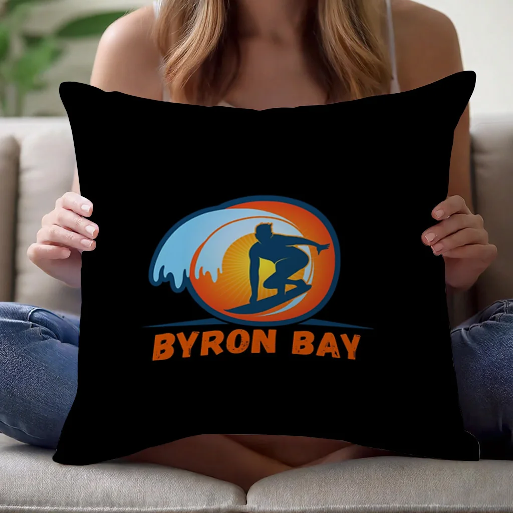 Decorative Byron Bay Surfing Sunset Print Throw Pillowcase Cushion Cover Coastal Beach Decor Australian Home Accent 45x45cm