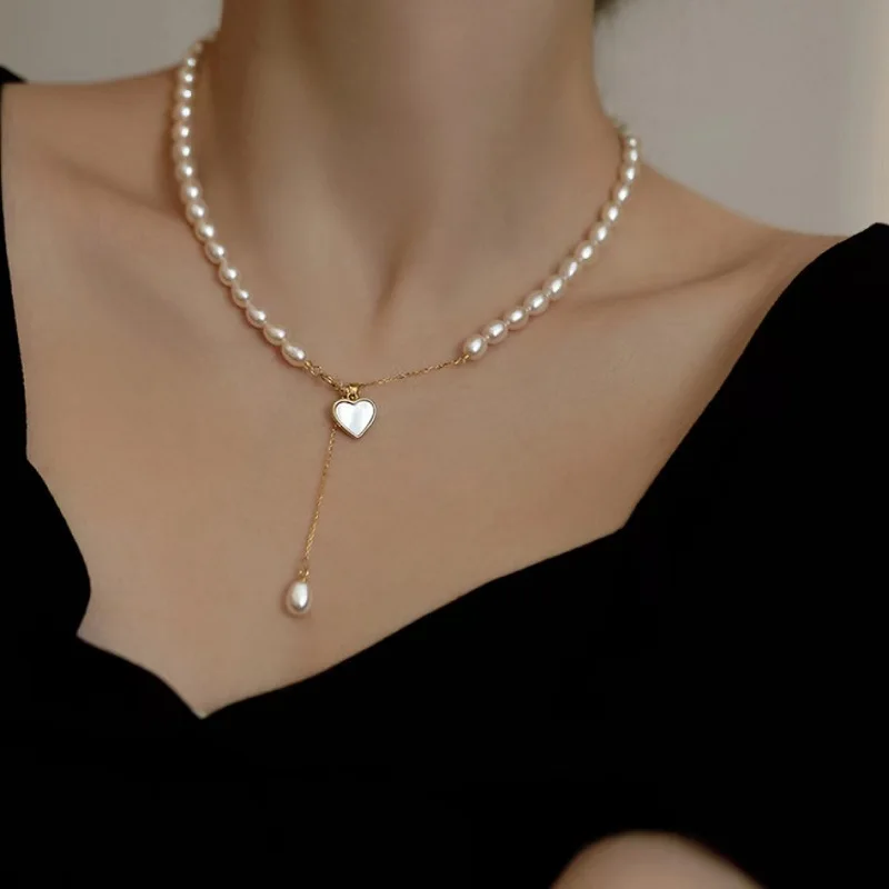 100% Natural Freshwater Pearl Romantic Love Heart Female Jewelry Set For Women Necklace Bracelet Birthday Gifts No Fade Cheap