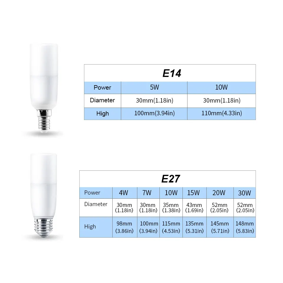 Bombilla LED E27 E14, 30W, 20W, 15W, 10W, 7W, 4W, 5W, CA 220V, foco de iluminación blanco frío/cálido, lote de 10 unidades