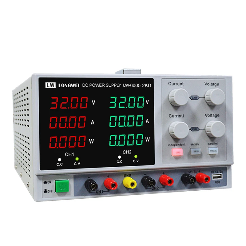 6005-2KD  60V 5A Adjustable Switching Regulated DC Bench Linear Power Supply with battery charging 5V2A USB Fixed Output