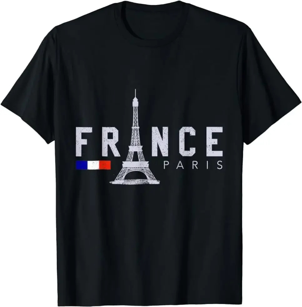 France Paris  French Flag Eiffel Tower Souvenir Gift  T-Shirt  Size S-5XLHigh Quality 100%Cotton Short Sleeve