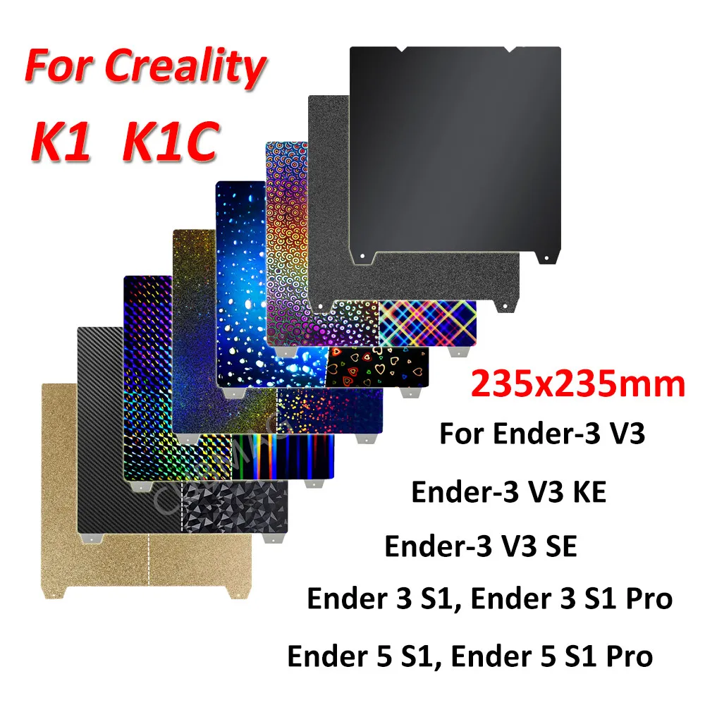 

For Creality K1 K1C Ender 3 V3 KE V3SE Ender 3/5 S1 Pro PEI Sheet 235x235 Double Sided Print Build Plate for Creality Heated Bed