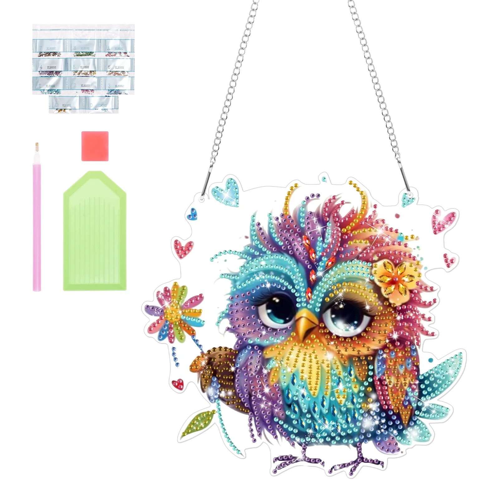 

Diamond Art Kit for Adult DIY Acrylic Diamond Art Painting Window Pendant Home Garden Wall Hanging Ornament for Present (Bird)