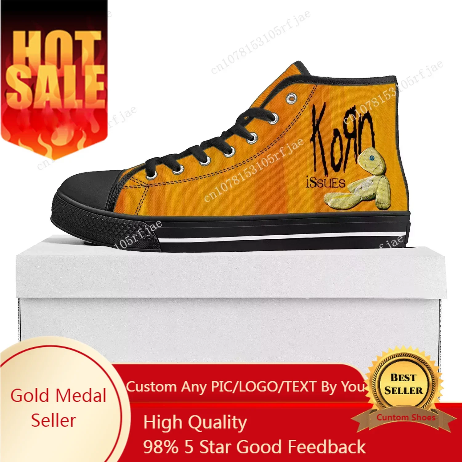 

Korn Rock Band High Top High Quality Sneakers Mens Womens Teenager Canvas Sneaker 3D Print Casual Couple Shoes Custom Shoe Black
