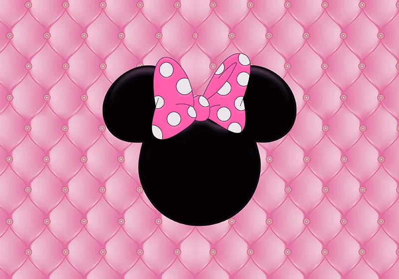 Minnie Mouse Round Backdrop Girls Birthday Party Baby Shower Photography Background Cute Pink Circle Decoration Booth Prop