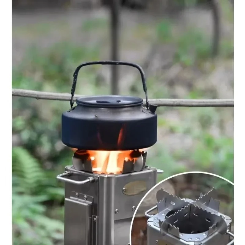 Portable Stainless Steel Rocket Smokeless Stove For Outdoor Camping Adventures Boiling Wate r Cooking Equipment Heavy Duty Safe 4