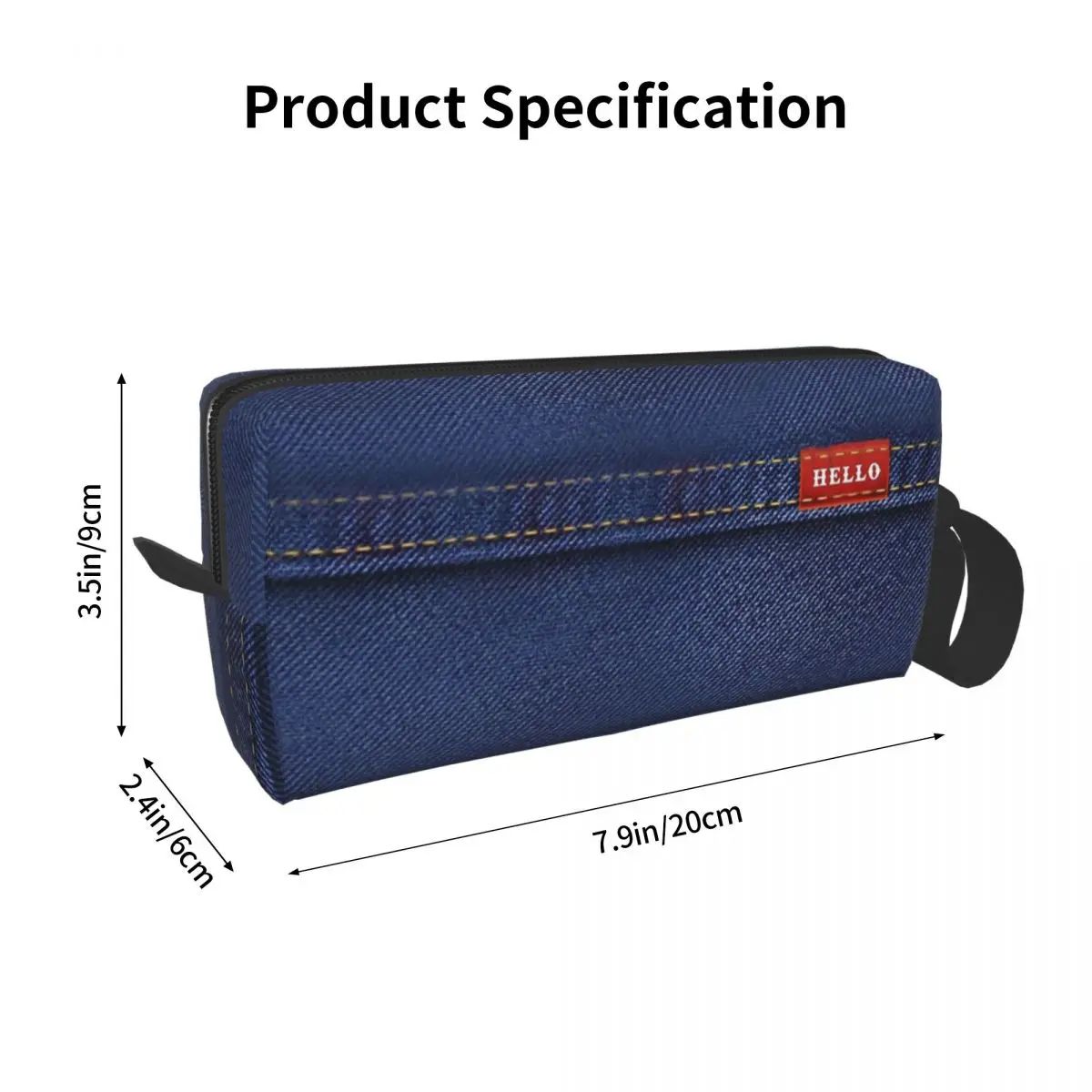 Dark Denim Makeup Bag Large Cosmetic Bag Men Women Blue Jeans Toiletry Bag Dopp Kit