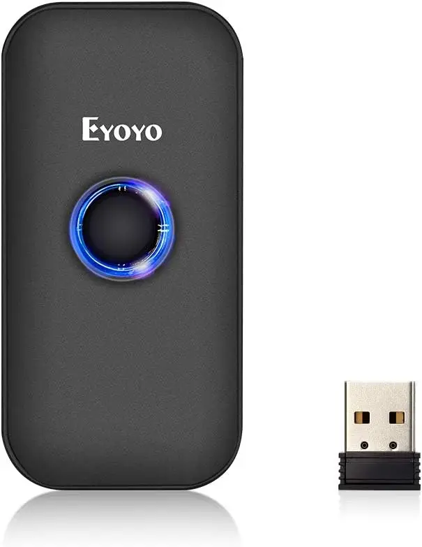 Eyoyo Mini 1D Bluetooth Barcode Scanner, 3-in-1 Bluetooth & USB Wired & 2.4G Wireless Barcode Reader for Warehouse and Store