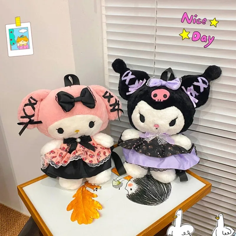 

Sanrio Kuromi Plush Backpack Cute Cartoon Anime My Melody Kawaii Plush Doll Handbag Room Decoration Kids Doll Holiday Gifts