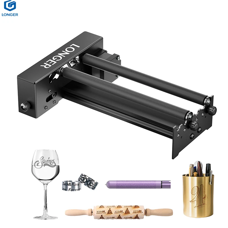 Langere laser-rotatieroller, 360 graden draaibaar, graveerdiameter 6-200 mm, graveert op cilindrische objecten, bekers