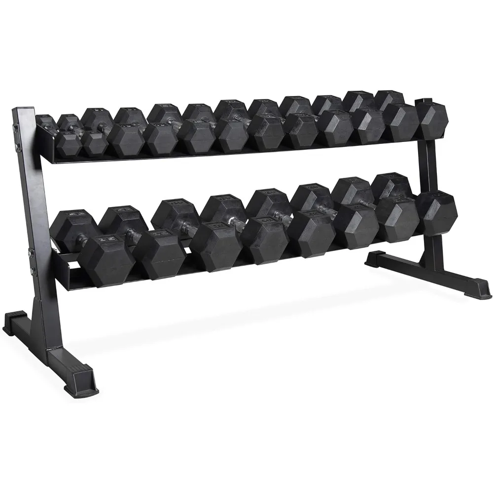 550lb Hex Dumbbell Set with 2-Tier Storage Rack, Chrome Grip