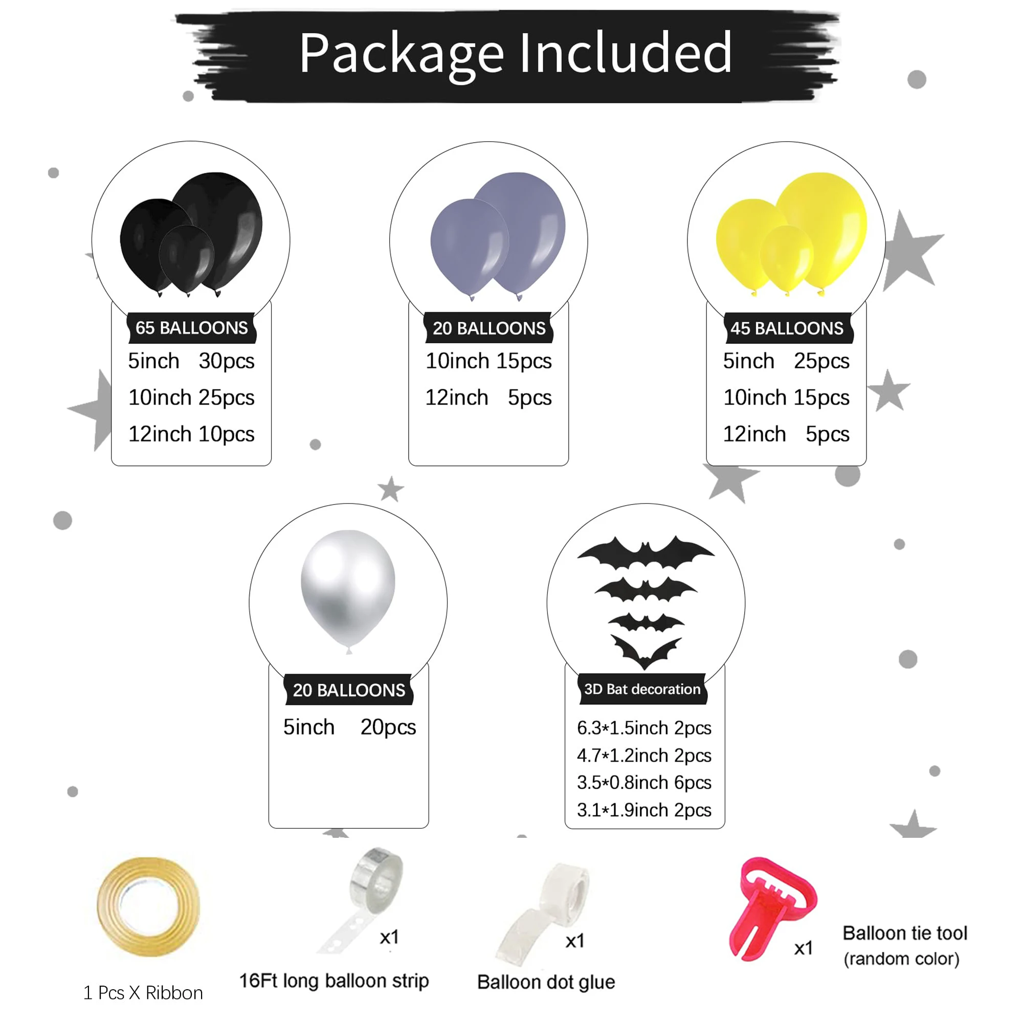 166Pcs Balloon Garland Arch Kit Yellow Black Balloon For Bat Inspired Hero Theme Birthday Halloween Party Decorations Supplies - Image 2