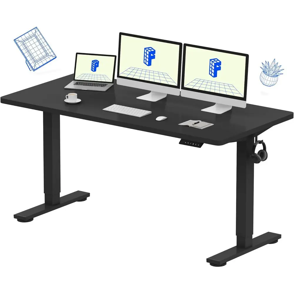 

Электрический регулируемый по высоте стол 60x24 дюйма, цельная столешница, 1 толстая поверхность, черный, для домашнего офиса и работы с несколькими устройствами