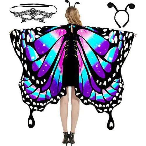 

Rotating awl adient Color Wings Big Cloak for loween Belly Dance Women's Ethnic Costume Stage Costume