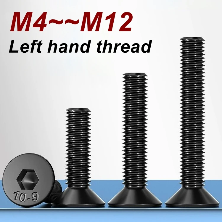 Left-Handed Thread Screws DIN7991 M4 M5 M6 M8 M10 M12 Grade 10.9 Alloy Steel Hex Socket Flat Head Screw