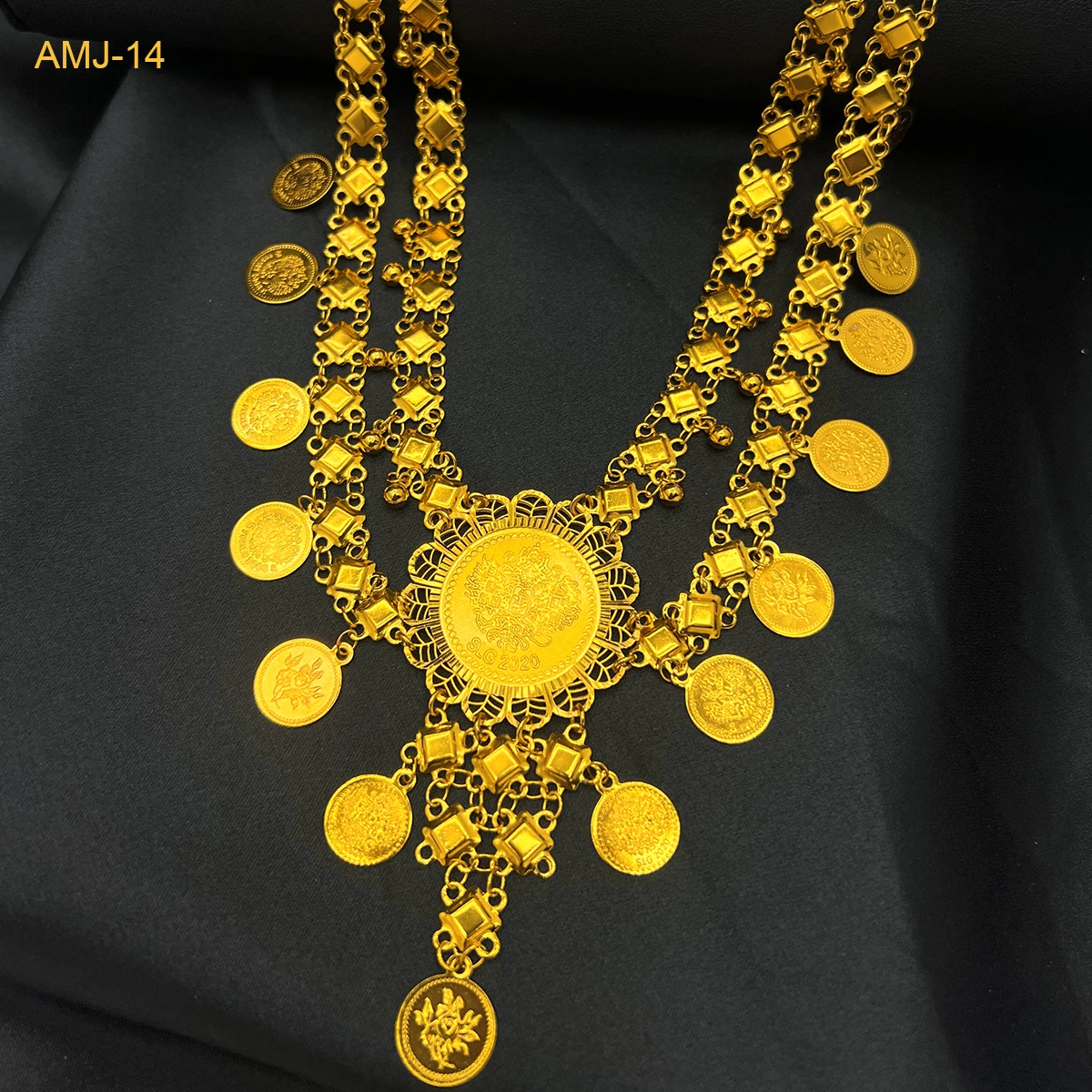 Turkish Coin Necklce Chain Gold Plated Ethnic Wedding Jewelry for Bridal Arabic Tassel Collar Women Accessory Party Gifts