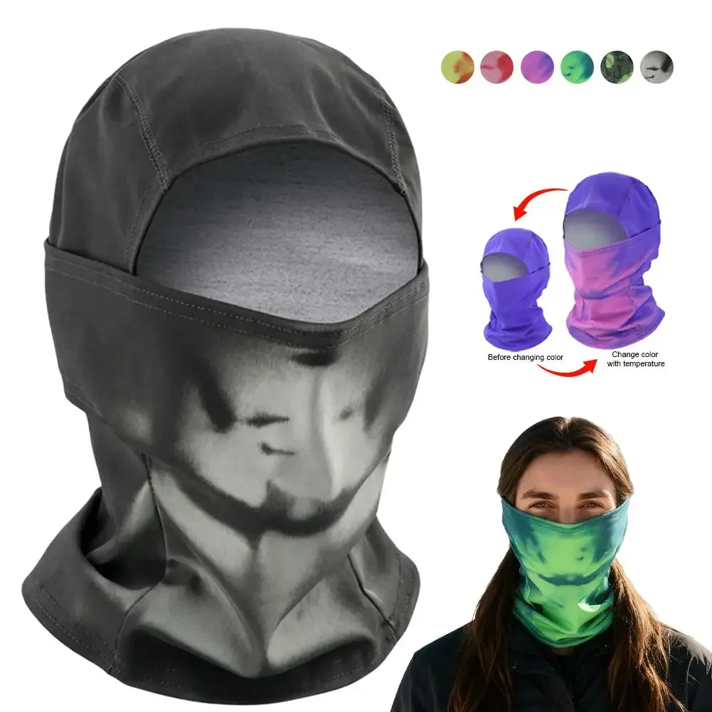 Heat Reactive Balaclava Unisex Windproof Color Change Ski Mask Temperature Sensitive Full Face for Motorcycle Cycling Hiking