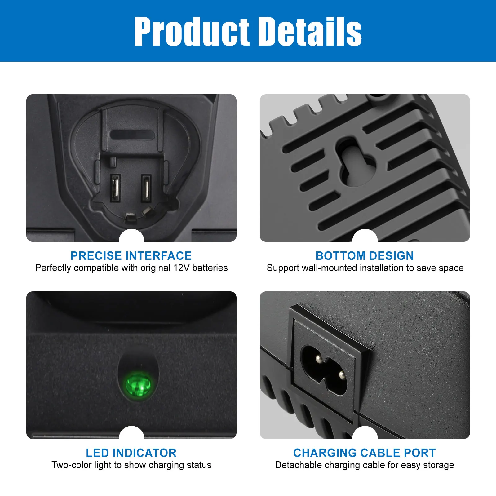 Replacement Bosch Li-ion battery charger 10.8v 12v AL 1115CV for Bosch tools BAT411 BAT412A with protection mechanism - Image 4