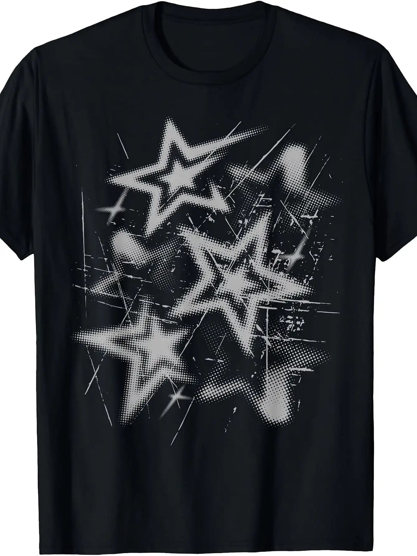 Men's Vintage Distressed Halftone Star Graphic T-Shirt