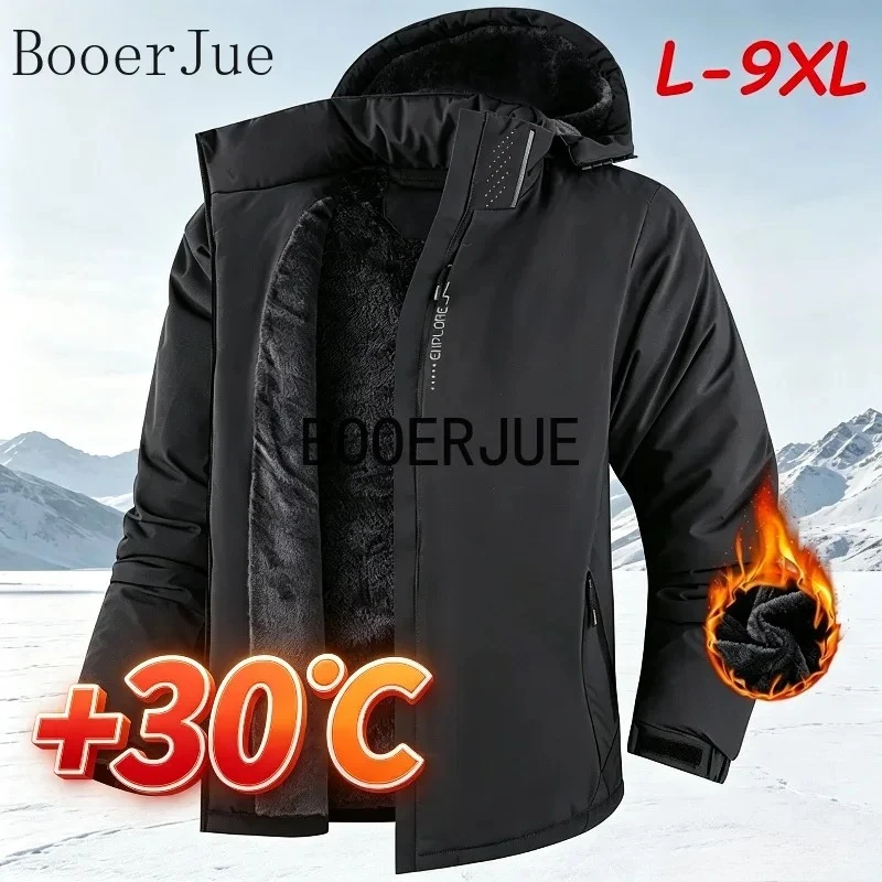 Men Thermal Winter Outerwear Men's Winter Fleece‑Lined Thickened Jacket Warm Outdoor Windbreaker Coat for Fishing Hiking Cycling