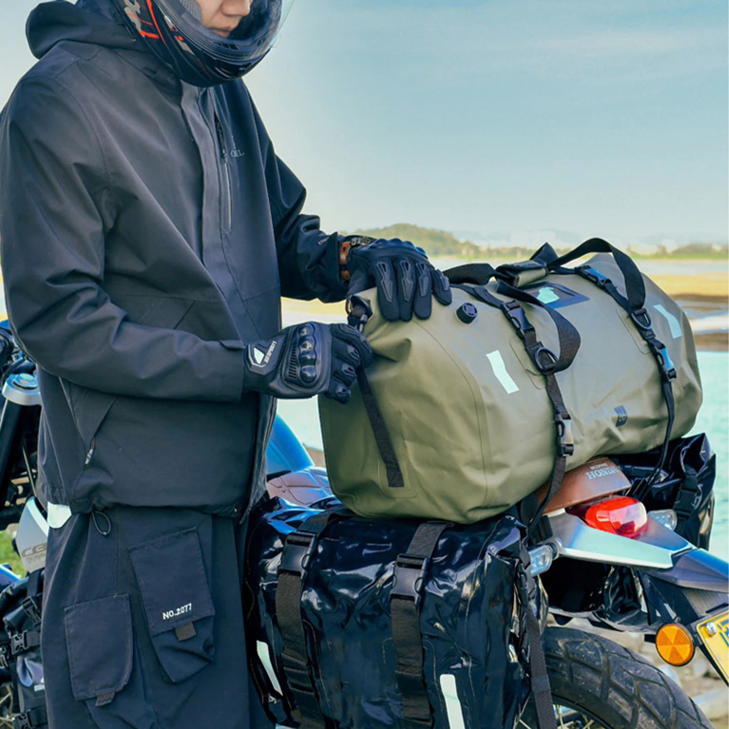 40L/66L 防水オートバイテールバッグ多機能耐久性のあるリアオートバイシートバッグ大容量オートバイバッグ