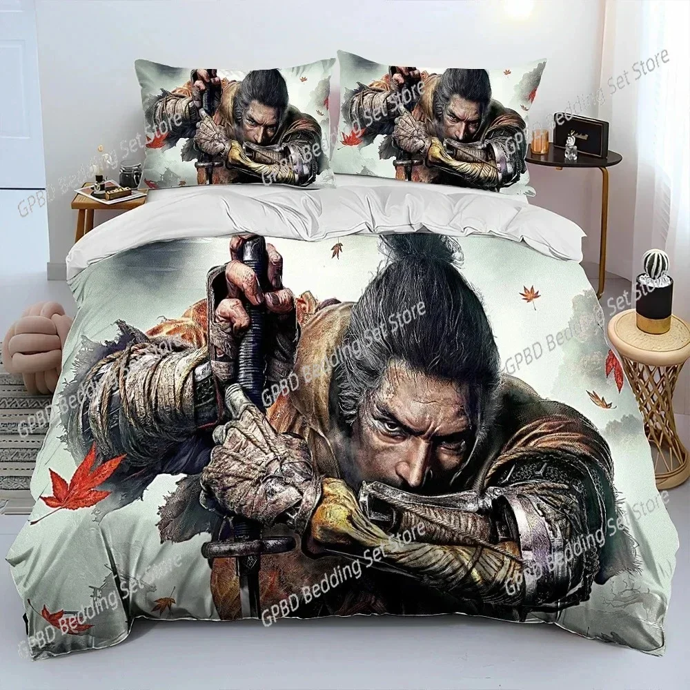 

S-Sekiro Shadows Die Twice Game Bedding Set 3D Printed Suitable for Bedroom Duvet Cover Set With Pillowcases Kids Home Textile