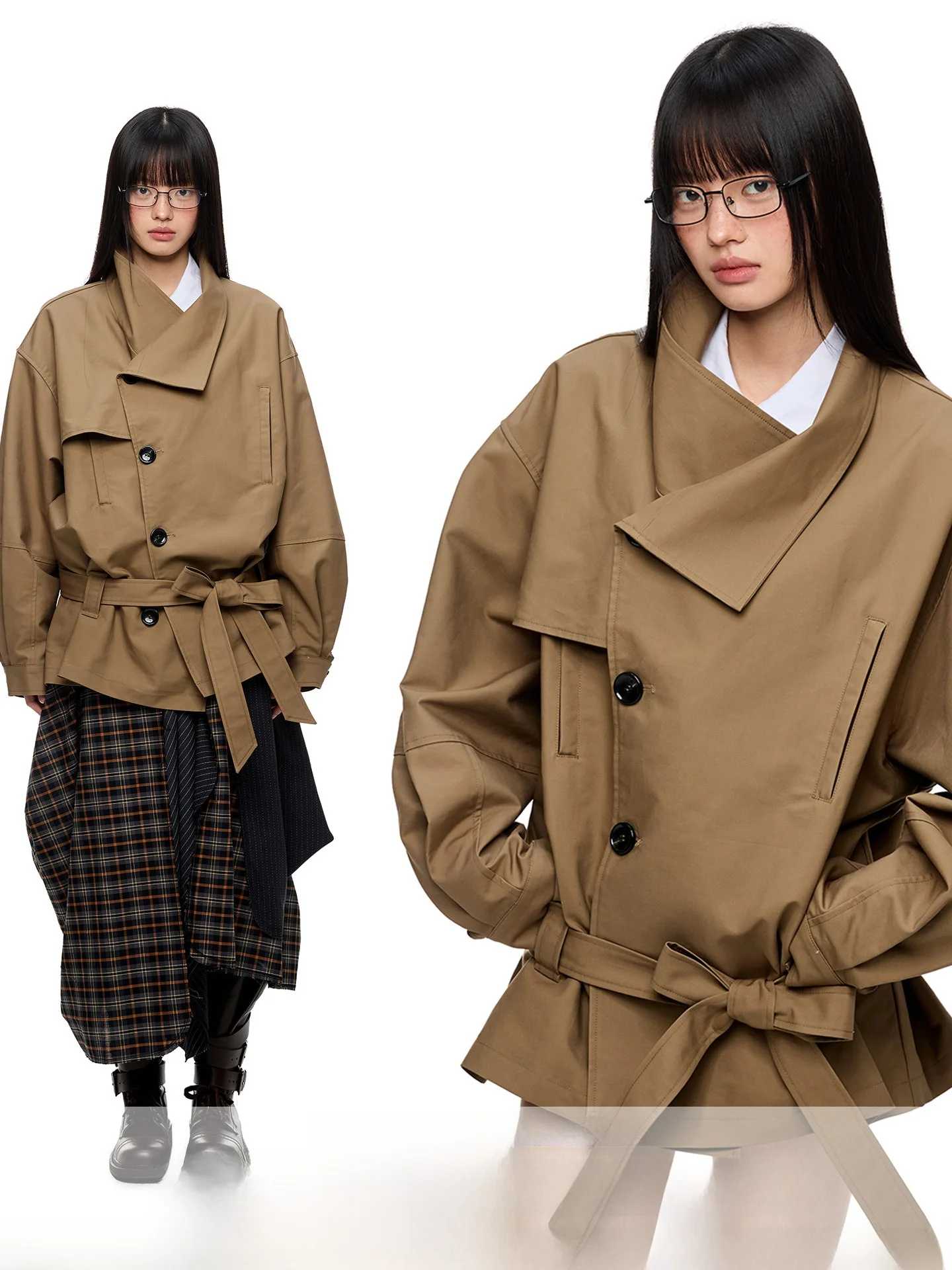 

Куртка JIKOO Traveler Classic Vintage с большим воротником, асимметричная, женская, хлопковая, повседневная, деловая, с длинными рукавами