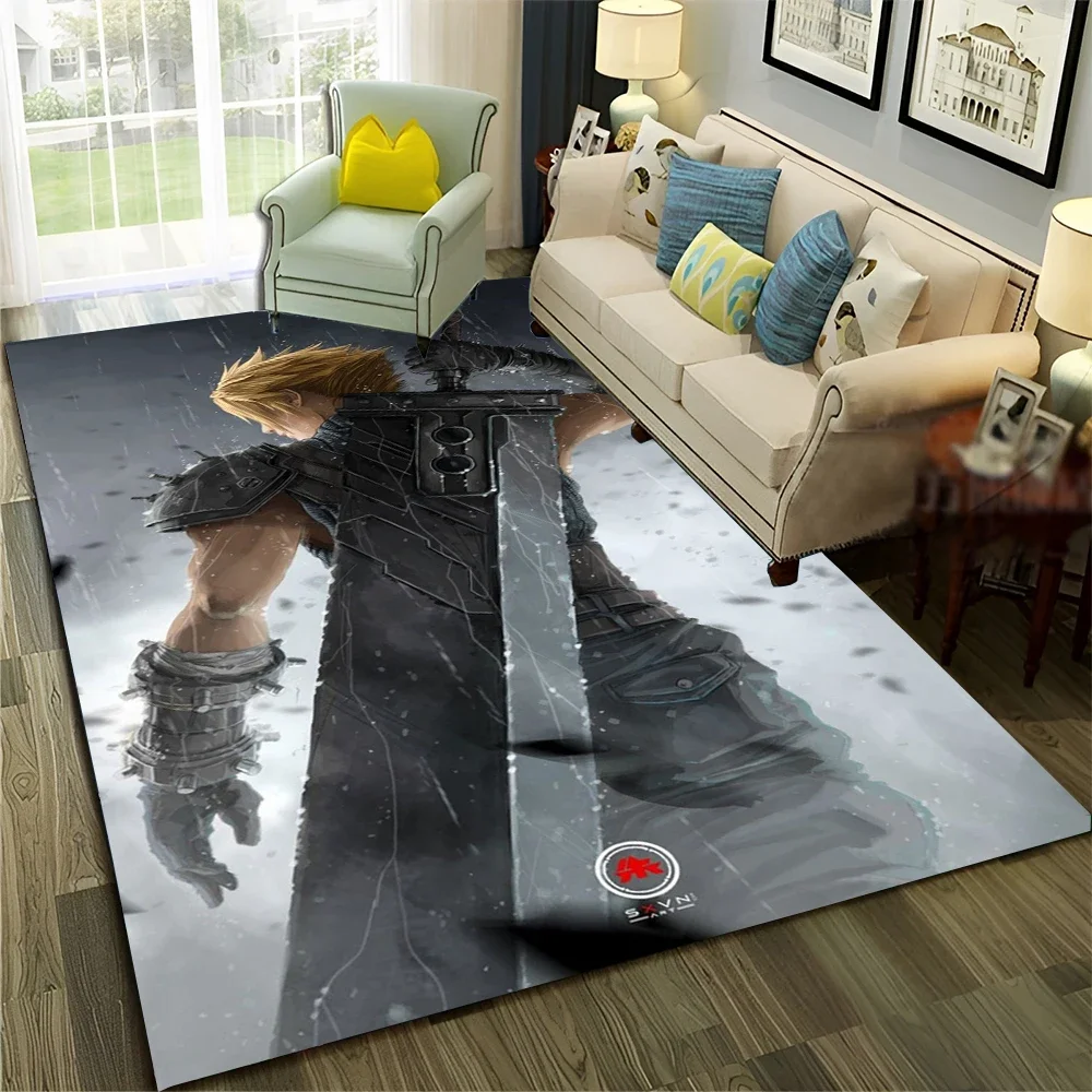 3D Final Fantasy Game Gamer FF14 HD Tapis pour la maison Salon Chambre Canapé Paillasson Décor, Tapis de zone enfant Tapis de sol antidérapant