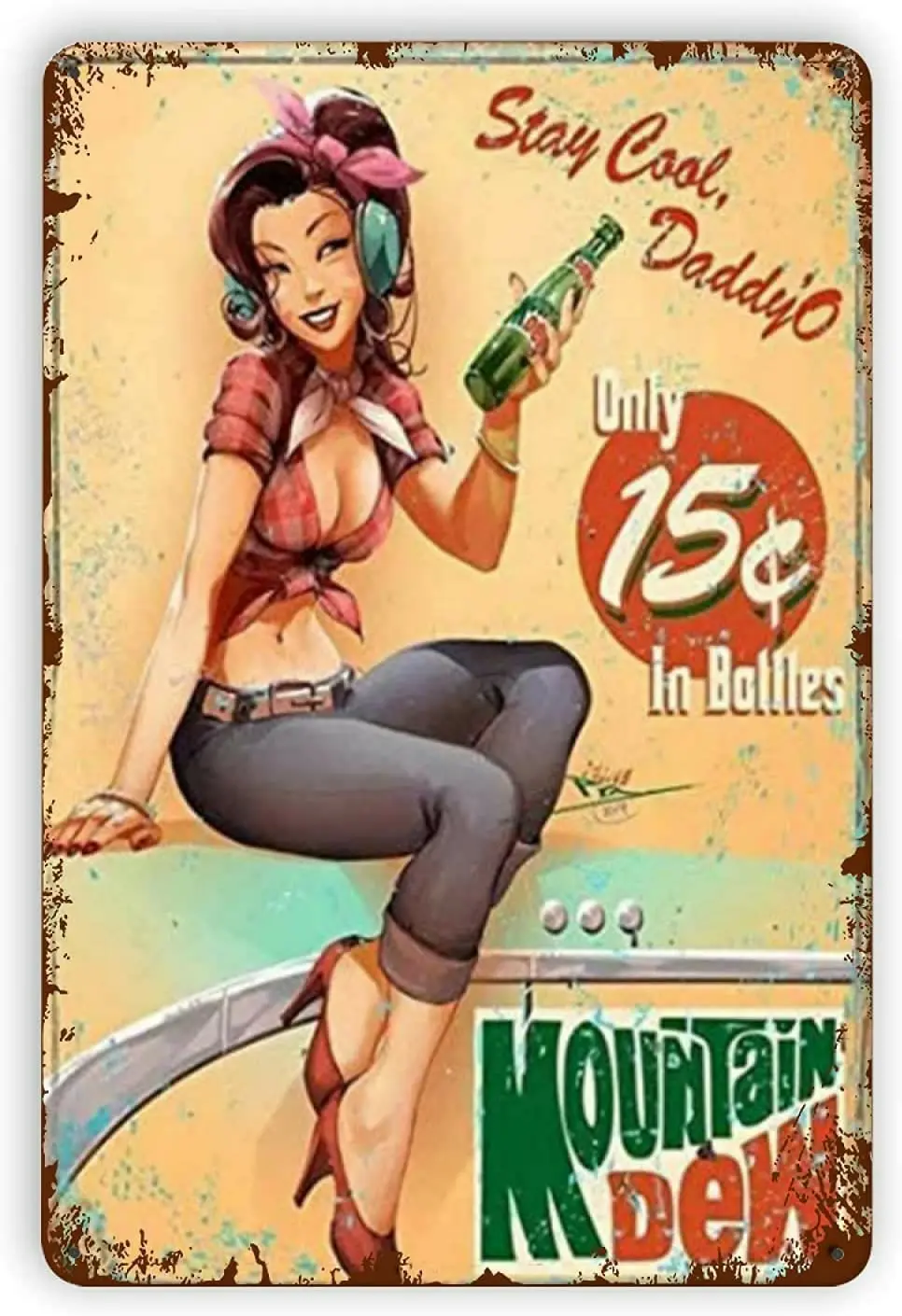 Pinup Girl Metal Tin Signs Vintage Tin Sign Funny Bathroom Decor Home Wall Decor Birthday Anniversary Housewarming sign