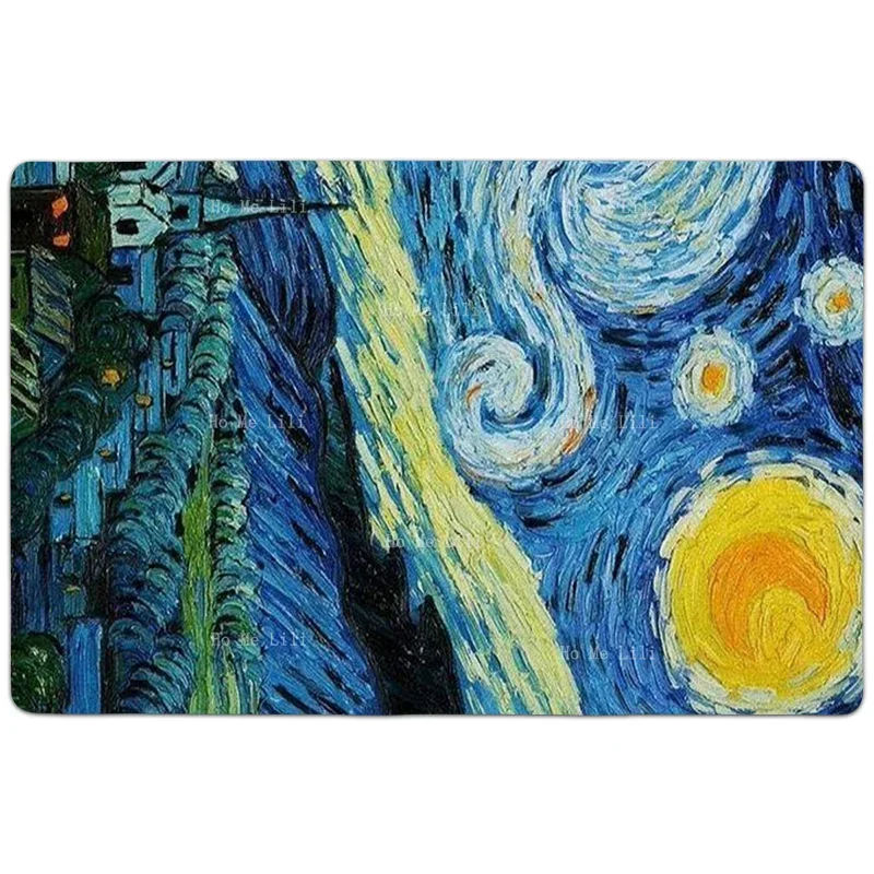 The Starry Sky Painted By Van Gogh Testimony Of Hopes And Dreams Non Slip Flannel Floor Rugs By Ho Me Lili