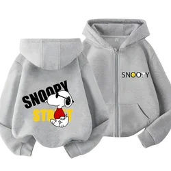 Snoopy Design Kids Zipper Hoodie Cartoon Print Autumn/Winter Long-sleeved Sweatshirt Casual Top For Boy And Girl Outdoor Jackets