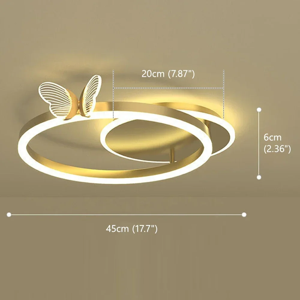 ضوء سقف حديث على شكل فراشة نوردية ، حماية للعين ، ثريا ذهبية ، حلقتان ، 3 حلقات ، ديكور غرفة أطفال ، غرفة نوم ، فاخرة ، جديدة