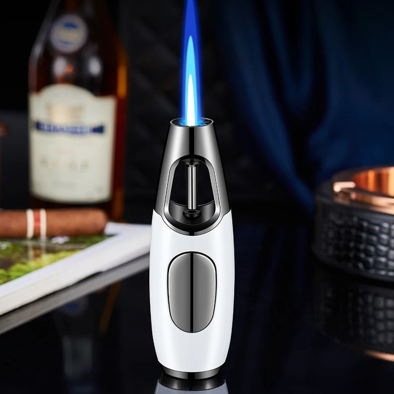 JOBON Metal Windproof Lighter, High-power Blue Flame Igniter, Lights Moxibustion Sticks, Cigar-specific Lighter, Gift for Men