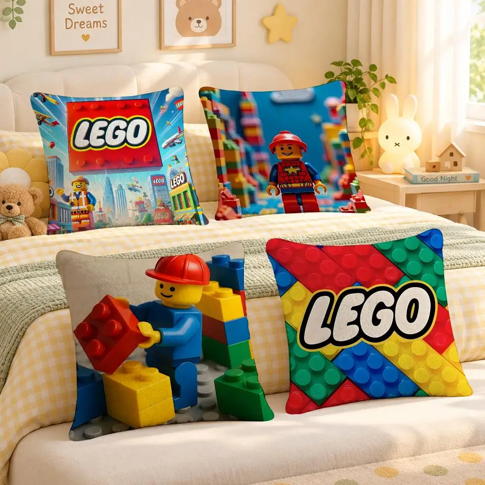 Toy Lego Brick Collectible Cushion Cover Personalized Soft Plush Pillow Living Room Home Sofa Bedroom Office Car Cushion