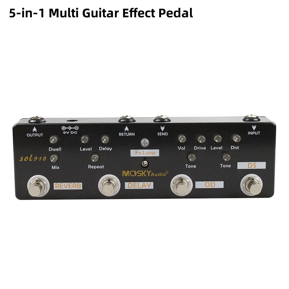 Power and Versatility for mosky 5in1 Guitar Pedal Distortion Delay Reverb Overdrive and Loop options for diverse musical styles