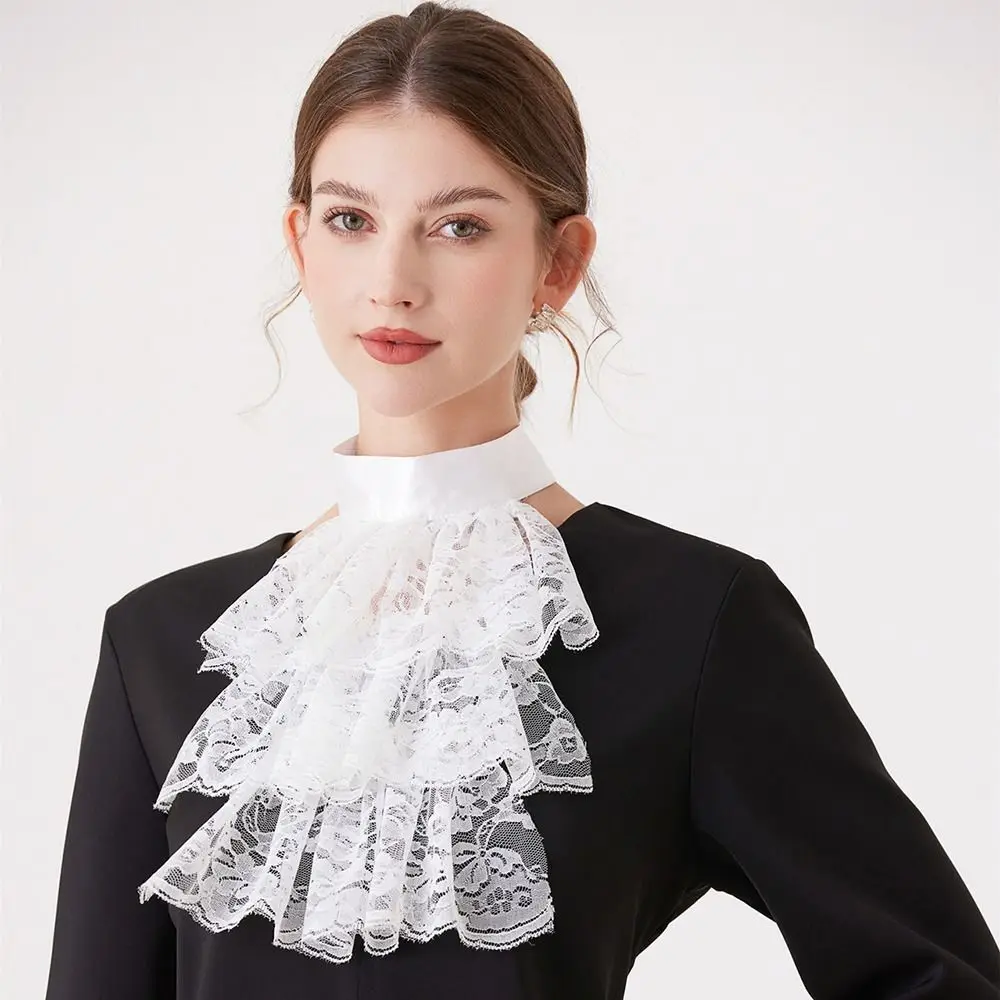 Kerah Renaisans yang Dapat Dilepas, Kerah Vintage Elegan Gaya Elizabethan, Kerah Berlapis Bergelombang untuk Kostum Victoria
