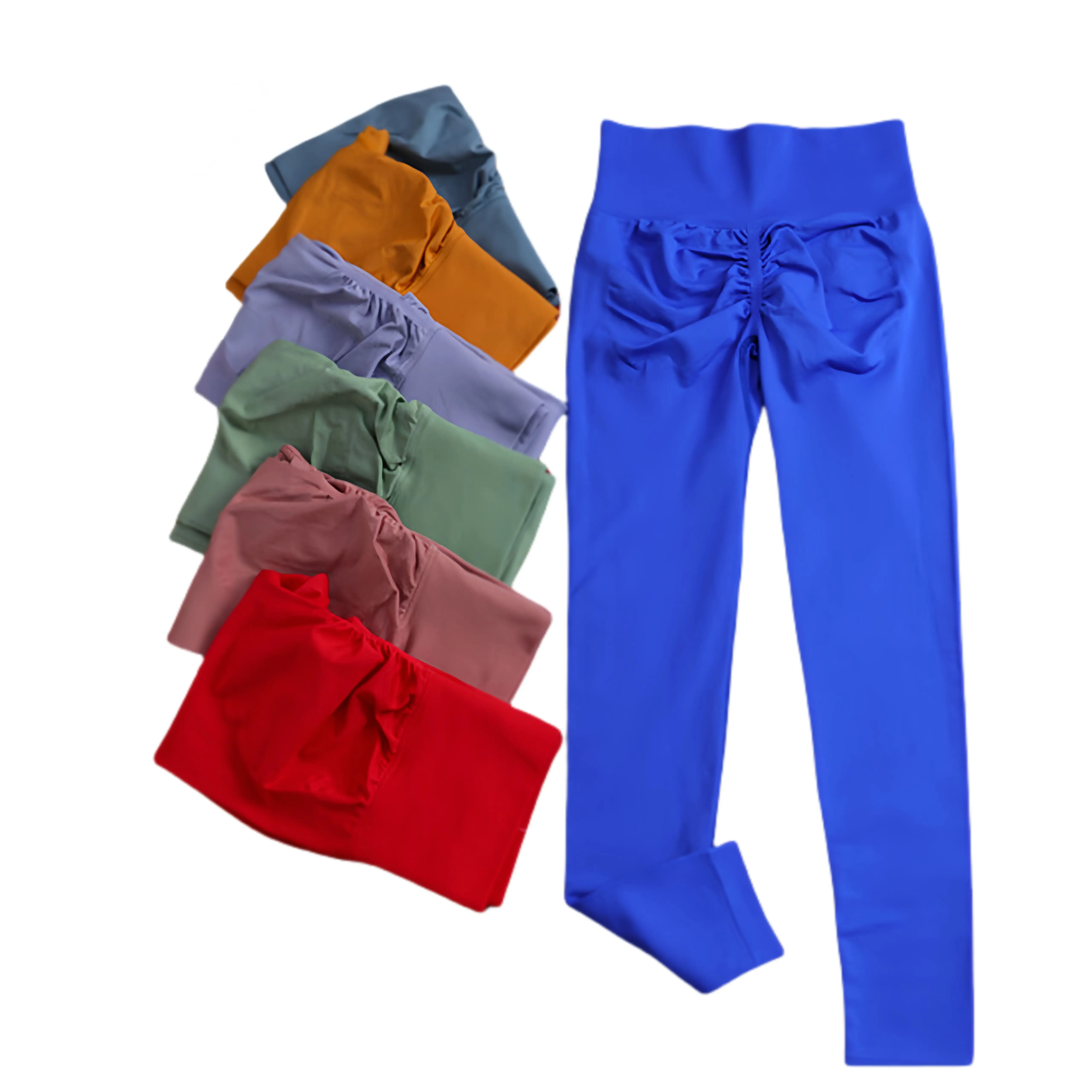 

Gym New Color Yoga Waist Pumping Pleated Hip Lift Low Waist Fitness Seamless Fitness Leggings Women's Yoga Pants