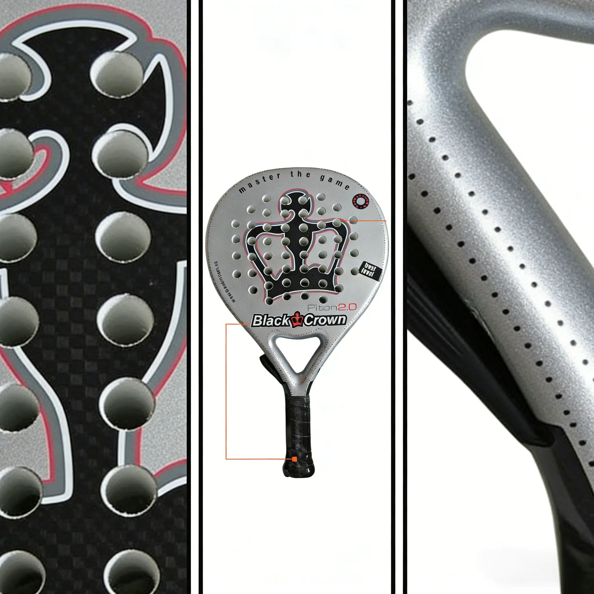 3 Farben Crown Padel-Schläger aus Kohlefaser mit Logo-freier Tragetasche, Crown Hole Design für Erwachsenentraining und Wettkämpfe – Detail 15