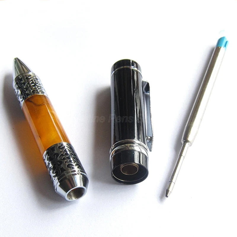 

Bookworm 675 Delicate Metal Amber Celluloid Kawaii Flower Pattern Ballpoint Pen Beautiful Writing Pen