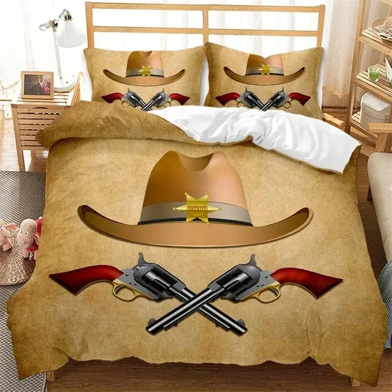 

Western Cowboy Bedding Set,Duvet Cover Comforter Bed Set Quilt Cover Pillowcase,King Queen Twin Size Boys Girls Adultse