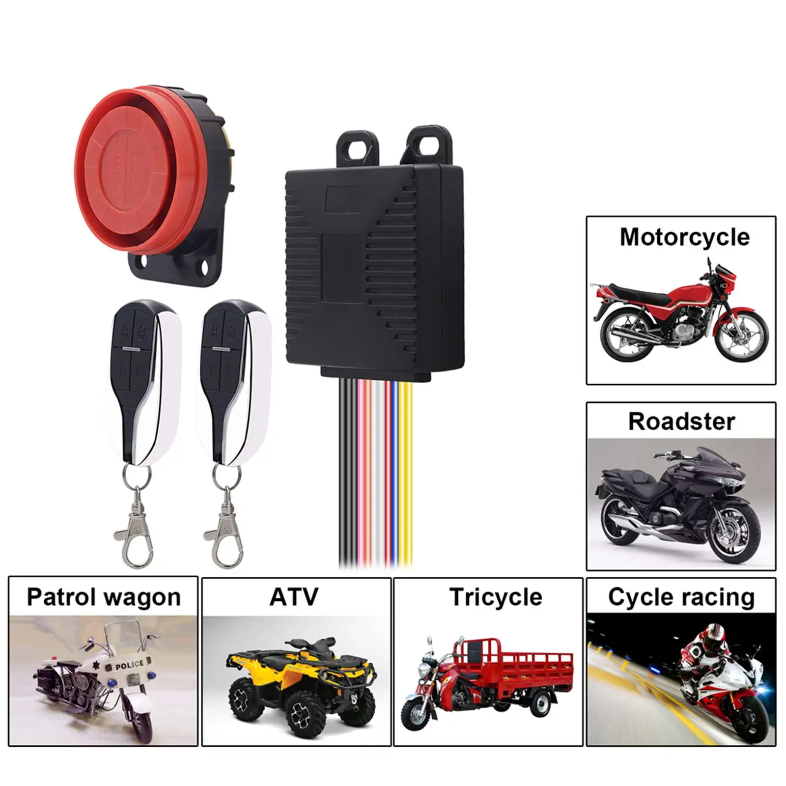 

Bikes Scooter Alarm Kit Remote Control Engine Start High Decibel Siren Anti-theft System for Motorcycles