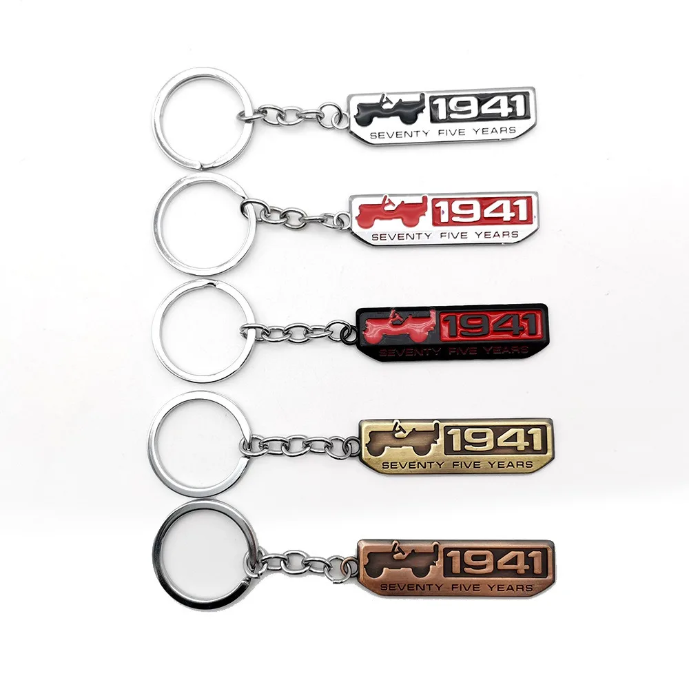 

3D Metal Car Emblem Car Keychain 1941 Willis 75th Anniversary Metal Keyring Creative Gifts For Jeep Wrangler Liberty Accessories