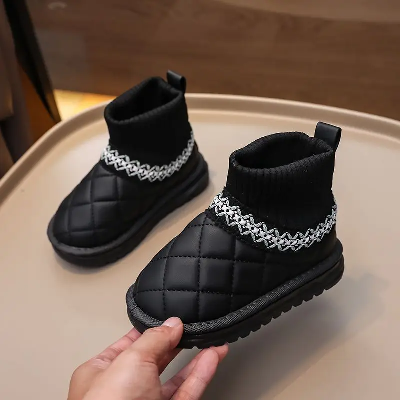 

Детские зимние зимние сапоги, уличные нескользящие короткие хлопковые сапоги на мягкой подошве с тяжелой изоляцией для девочек