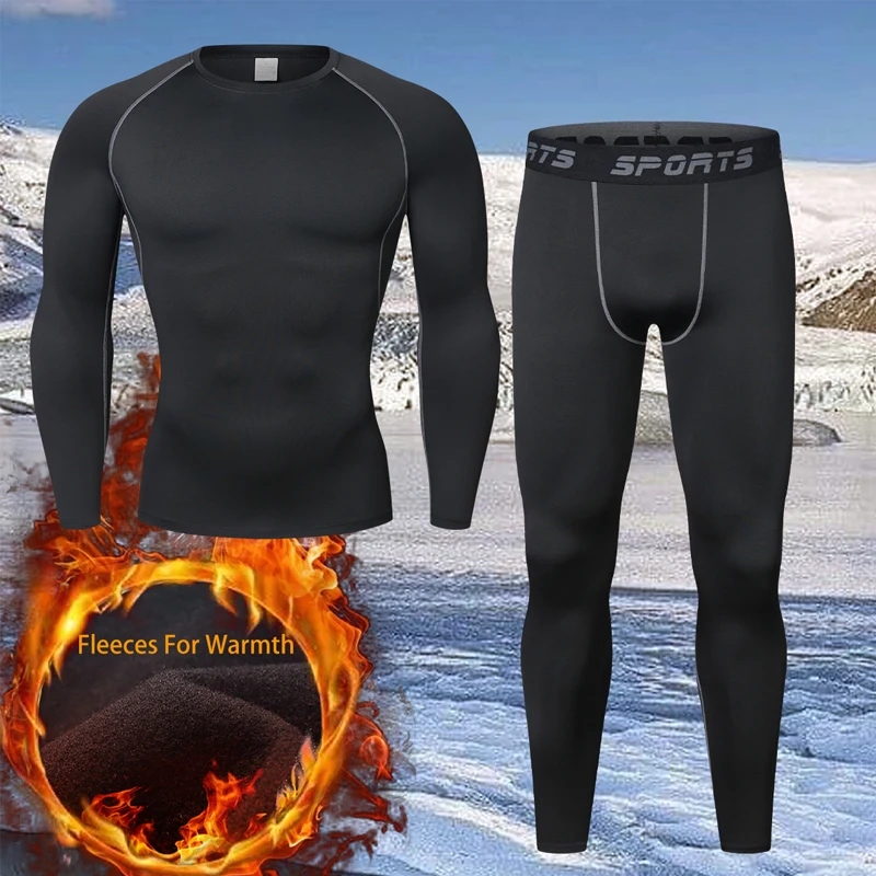 Men's warm outdoor skiing and running sportswear, quick-drying tight-fitting clothing, and warm inner layer underwear