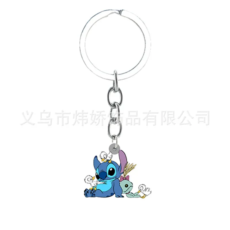 Disney Stitch portachiavi Cartoon Figure Kawaii Blue Stitchs divertente modello acrilico portachiavi novità accessori compleanno regali per bambini