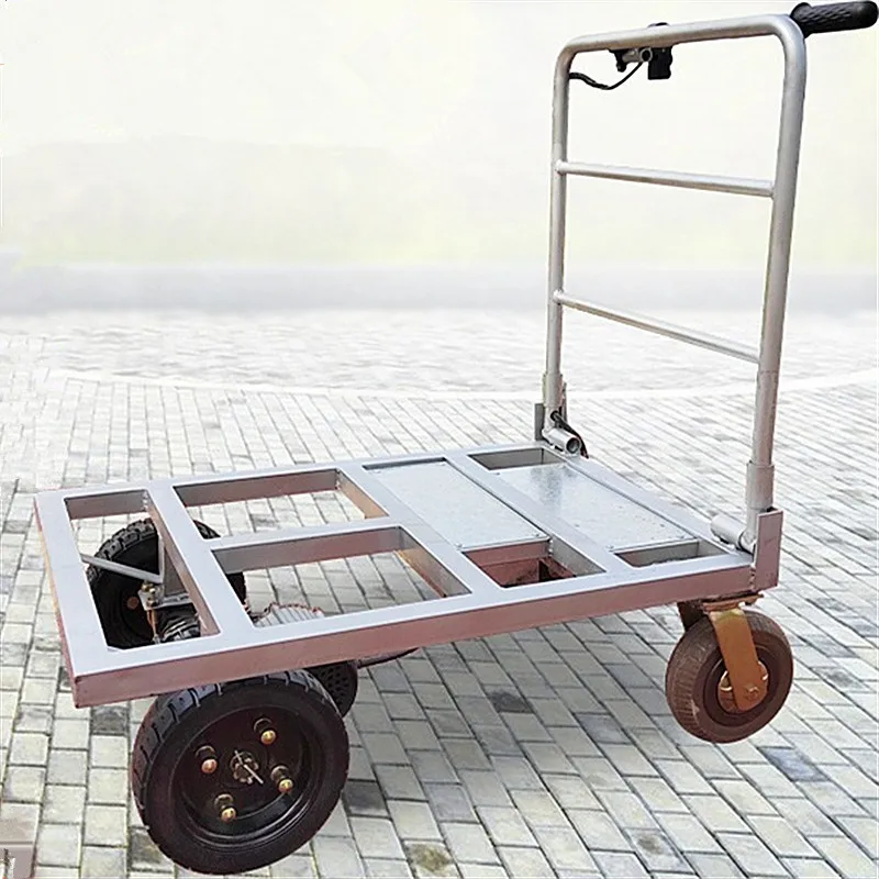 Electric flatbed truck Foldable small construction machinery Heavy cargo handling Cement tile transportation trolley