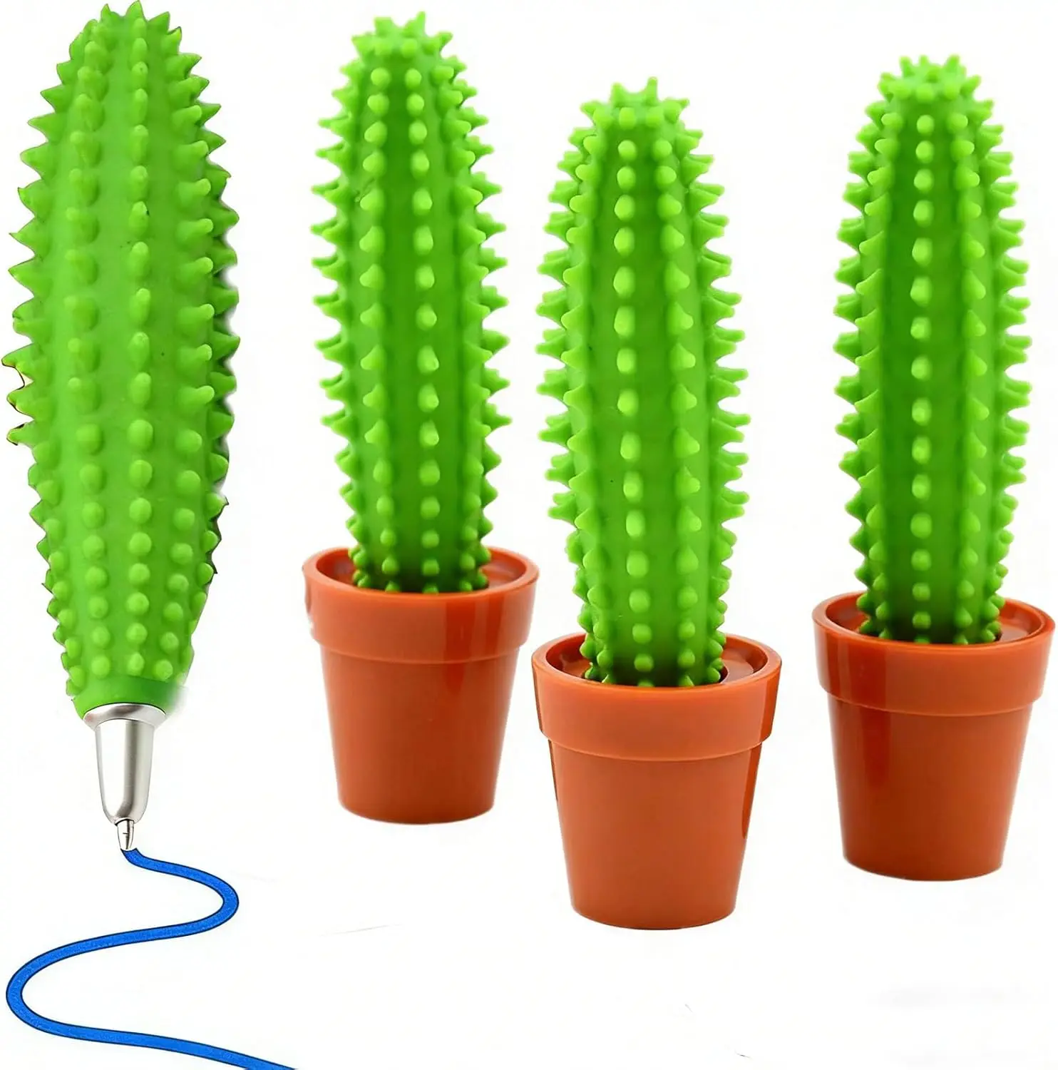

1pc Cactus pen, simulation succulent plant pen, cute and novel desktop decoration and fun office supplies with blue ink