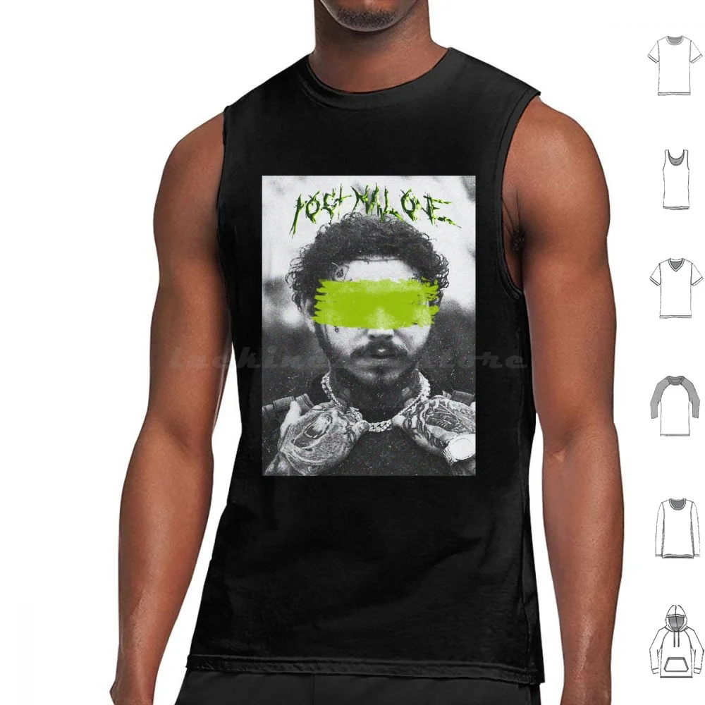 Ppoosstmmalone'S Melodic World Tank Tops Print Cotton Malone Postys Black Post Hip Hop Ghost Retro Rap Rapper